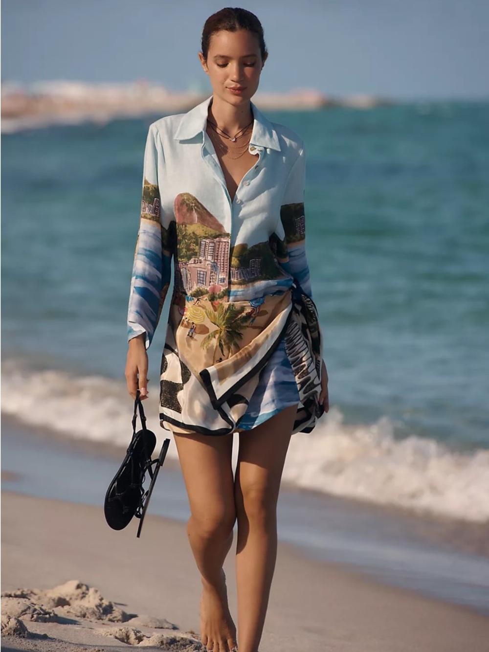 FARM Rio Multicolor Copacabana Beach Long Sleeve Kimono Dress Size Small NWT - Picture 11 of 15